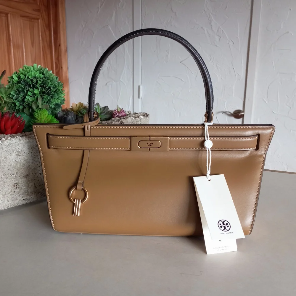 Tory Burch, Lee Radziwill Colorblock Leather Cat Eye Bag, Wren Brown